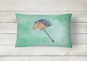 12 in x 16 in  Outdoor Throw Pillow Stick Horse Watercolor Canvas Fabric Decorative Pillow
