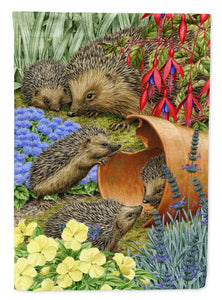 11 x 15 1/2 in. Polyester Hedgehogs in the Flower Pot Garden Flag 2-Sided 2-Ply