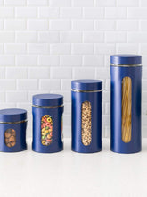 Load image into Gallery viewer, 4 Piece Stainless Steel Canisters with Multiple Peek-Through Windows, Navy