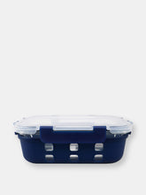 Load image into Gallery viewer, Michael Graves Design Rectangle Large 35 Ounce High Borosilicate Glass Food Storage Container with Plastic Lid, Indigo