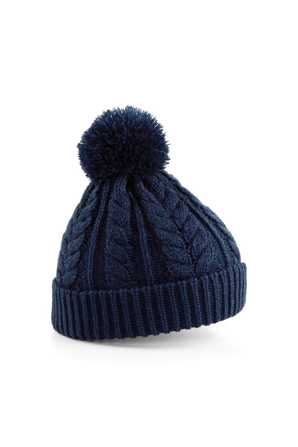 Unisex Heavyweight Cable Knit Snowstar Winter Beanie Hat - French Navy