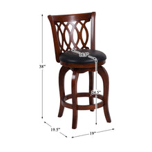 Load image into Gallery viewer, Canovia Dark Cherry Full Back Wood Frame Swivel Bar Stool with Faux Leather Seat