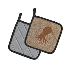 Load image into Gallery viewer, Octopus Burlap and Brown BB1098 Pair of Pot Holders