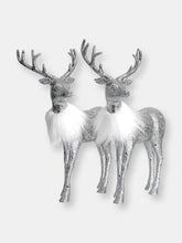Load image into Gallery viewer, Silver Glitter Christmas Reindeer - Holiday Party Deer Figurine Statues Dinner Tabletop Decorations Centerpiece - Pack of 2