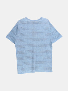 Cotton By Autumn Cashmere Men's Sky / Slate Blue Crew With Thin Stripe Graphic T-Shirt