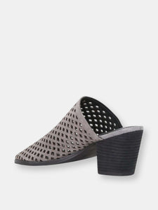 Sia Stacked Heel Laser-Cut Mules