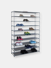 Load image into Gallery viewer, 50 Pair Non-Woven Multi-Purpose Stackable Free-Standing Shoe Rack, Grey