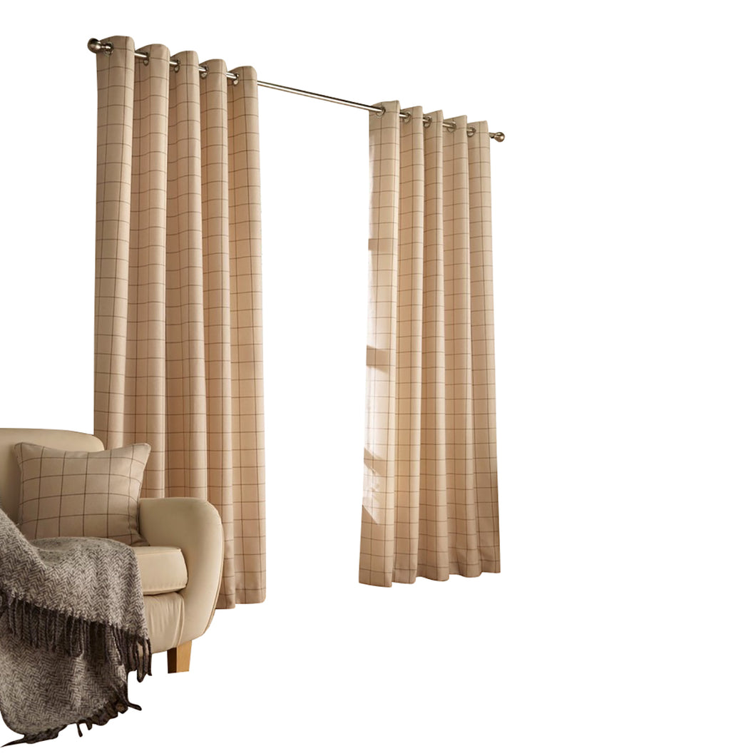 Furn Ellis Ringtop Eyelet Curtains (Natural) (66 x 72 in)