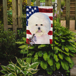 11" x 15 1/2" Polyester USA American Flag With Bichon Frise Garden Flag 2-Sided 2-Ply