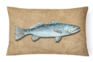 12 in x 16 in  Outdoor Throw Pillow Speckled Trout Canvas Fabric Decorative Pillow