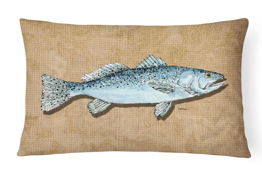 12 in x 16 in  Outdoor Throw Pillow Speckled Trout Canvas Fabric Decorative Pillow