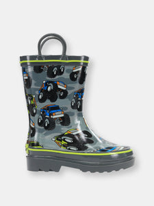 Kids Monster Truck Rain Boot - Charcoal
