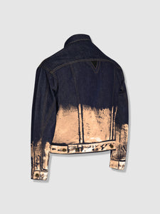 Shorter Indigo Denim Jacket with Rose Gold Foil