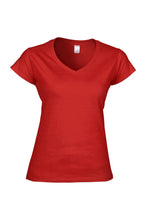 Load image into Gallery viewer, Gildan Ladies Soft Style Short Sleeve V-Neck T-Shirt (Red)