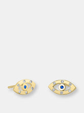 Load image into Gallery viewer, Evil Eye Sapphire Stud Earrings