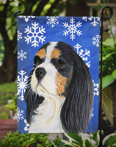 Cavalier Spaniel Winter Snowflakes Holiday Garden Flag 2-Sided 2-Ply