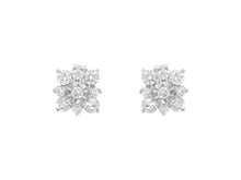 Load image into Gallery viewer, Sterling Silver Diamond Flower Stud Earrings