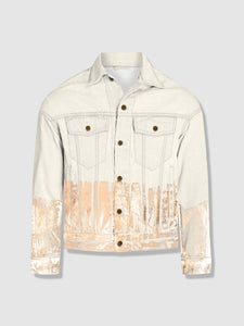 Shorter Off-White Denim Jacket with Rose Gold Foil