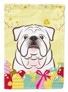 11 x 15 1/2 in. Polyester White English Bulldog  Easter Egg Hunt Garden Flag 2-Sided 2-Ply
