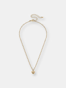 Gracie Delicate Puffed Heart Necklace in Worn Gold