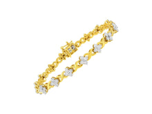 Load image into Gallery viewer, 10K Yellow Gold Plated Sterling Silver 1/4 cttw Diamond 4 Leaf Clover Link Tennis Bracelet