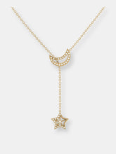 Load image into Gallery viewer, Shooting Star Moon Crescent Diamond Necklace In 14K Yellow Gold Vermeil On Sterling Silver