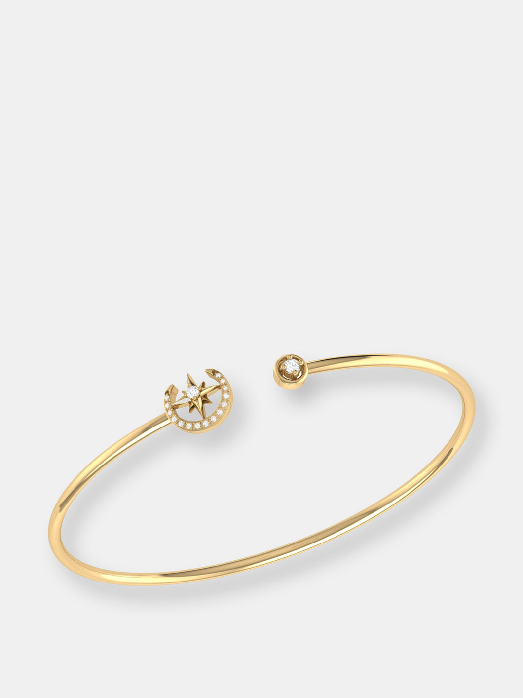 North Star Crescent Adjustable Diamond Cuff In 14K Yellow Gold Vermeil On Sterling Silver
