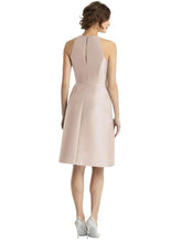 Load image into Gallery viewer, High-Neck Satin Cocktail Dress with Pockets - D769