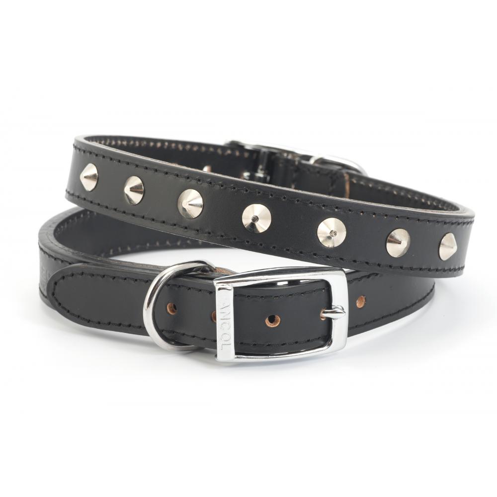 Ancol Leather Studded Dog Collar (Black) (22 Inch)