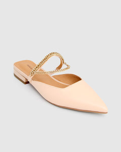 On The Go Leather Flat - Nude