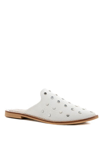 Jodie White Studded Leather Mule