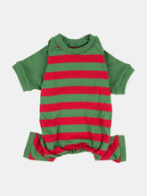 Load image into Gallery viewer, Dog Cotton Red &amp; Green Stripes Pajamas