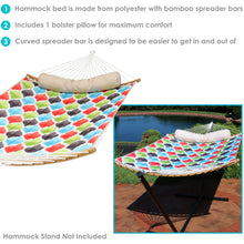 Load image into Gallery viewer, Quilted Hammock - Curved Spreader Bars - Vivid Multi-Color Quatrefoil