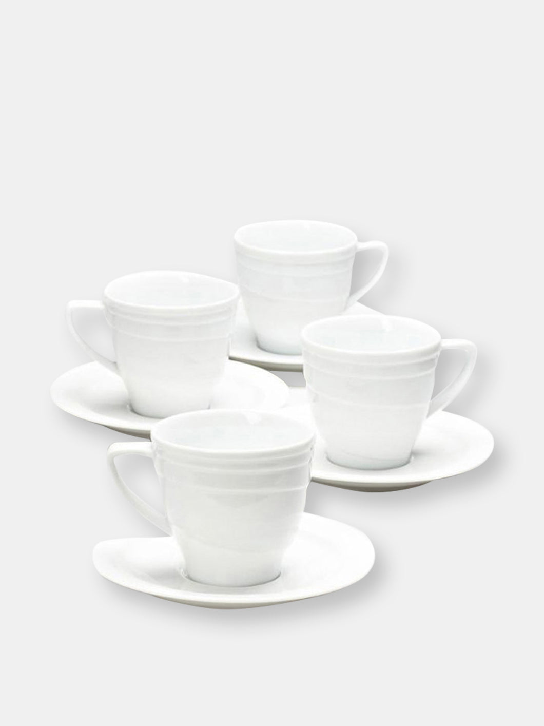 BergHOFF Elan 8.6oz Porcelain Tea Cup and Saucer, Set of 4