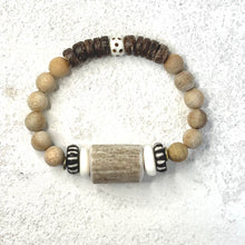 Load image into Gallery viewer, Deer Antler Wood Bead Bracelet