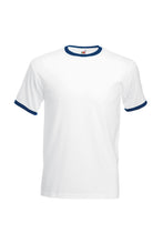 Load image into Gallery viewer, Fruit Of The Loom Mens Ringer Short Sleeve T-Shirt (White/Navy)