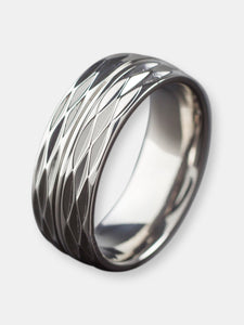 Men's Titanium Polished Honeycomb Texture Ring