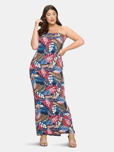 Tropical Sleeveless Slit Dress