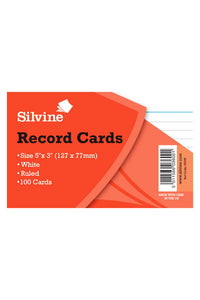 Silvine Small Record Cards Pencil Feint 100 Sheets (White) (Small)
