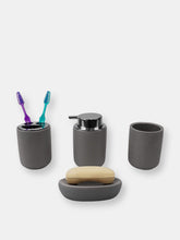 Load image into Gallery viewer, Luxem 4 Piece Ceramic Bath Accessory Set, Grey