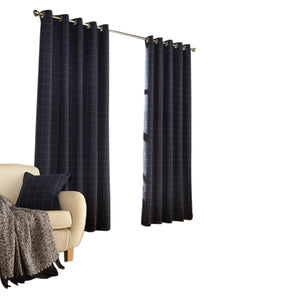 Furn Ellis Ringtop Eyelet Curtains (Navy) (66 x 90 in)