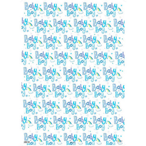24 Sheets Baby Boy Gift Wraps - White/Blue