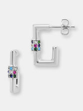 Load image into Gallery viewer, Square CZ Carabiner Clip Huggie Hoops
