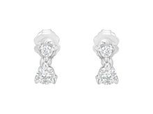 Load image into Gallery viewer, 14KT White Gold 1/2 cttw Double Diamond Dangle Stud Earrings
