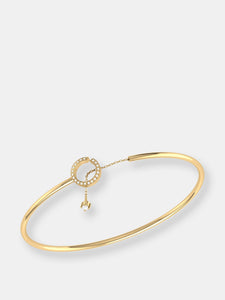 Roundabout Circle Adjustable Diamond Cuff In 14K Yellow Gold Vermeil On Sterling Silver