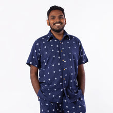 Load image into Gallery viewer, Bandhani Dots Arka Hand-loomed Kala Cotton Shirt - Navy/Indra