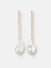 Load image into Gallery viewer, Extra Long Adjustable Large Baroque Freshwater Pearl Threader Earrings In 14-Karat Yellow Gold Filled