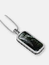 Load image into Gallery viewer, Seraphinite Stone Tag in Black Rhodium Plated Sterling Silver