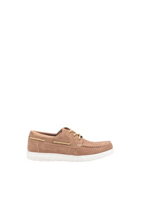 Mens Liam Lace Up Leather Boat Shoe - Camel