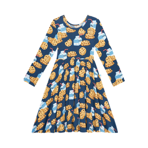 Milk And Cookies - Long Sleeve Basic Twirl Dress